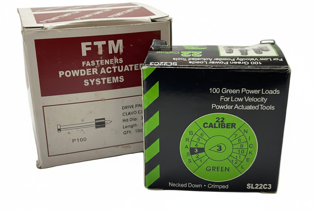 Carga fulminante verde calibre 22 Tiro y perno 1" X 100 unds