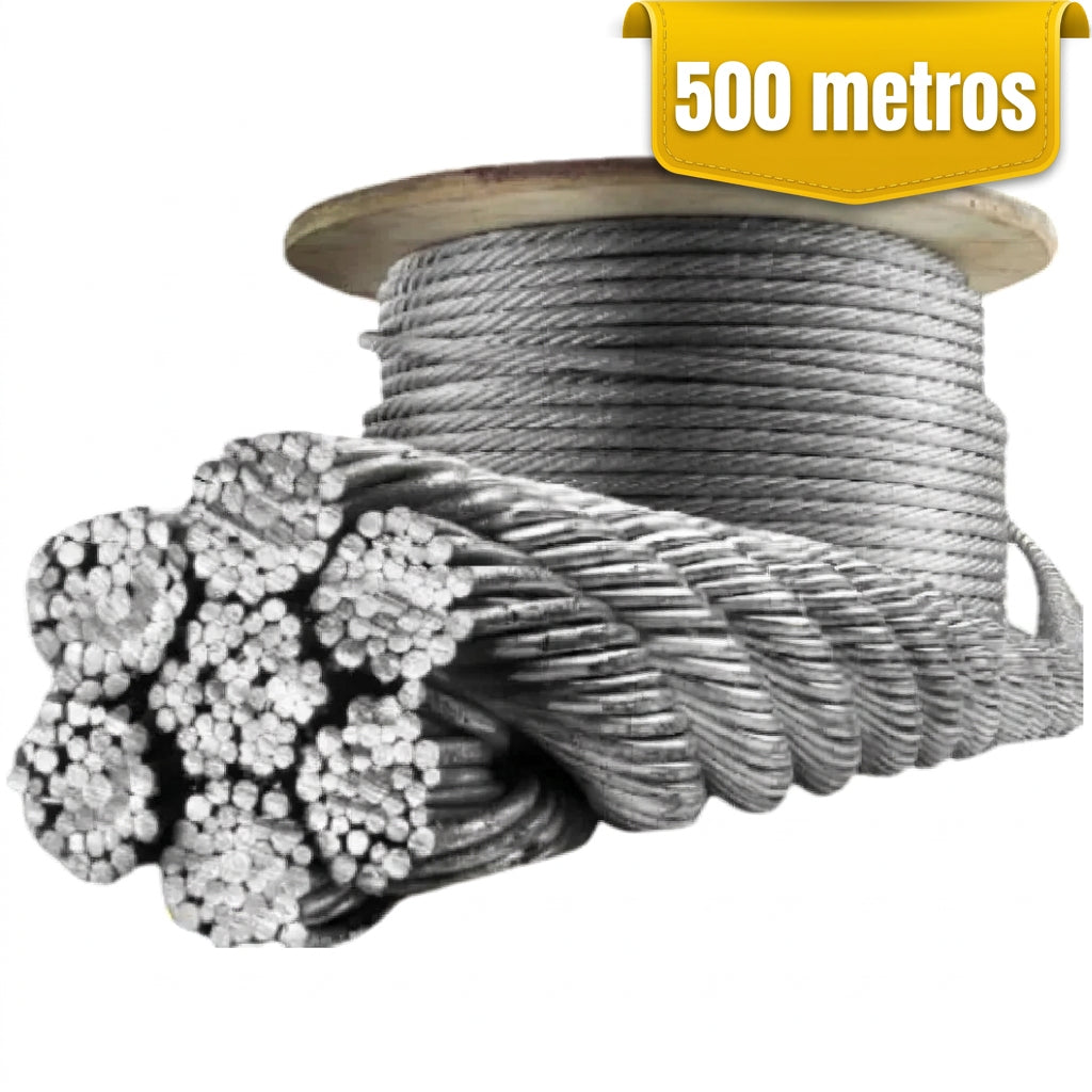 cable acero alma ACERO guaya galvanizado zinc 6x19 X 500 metros