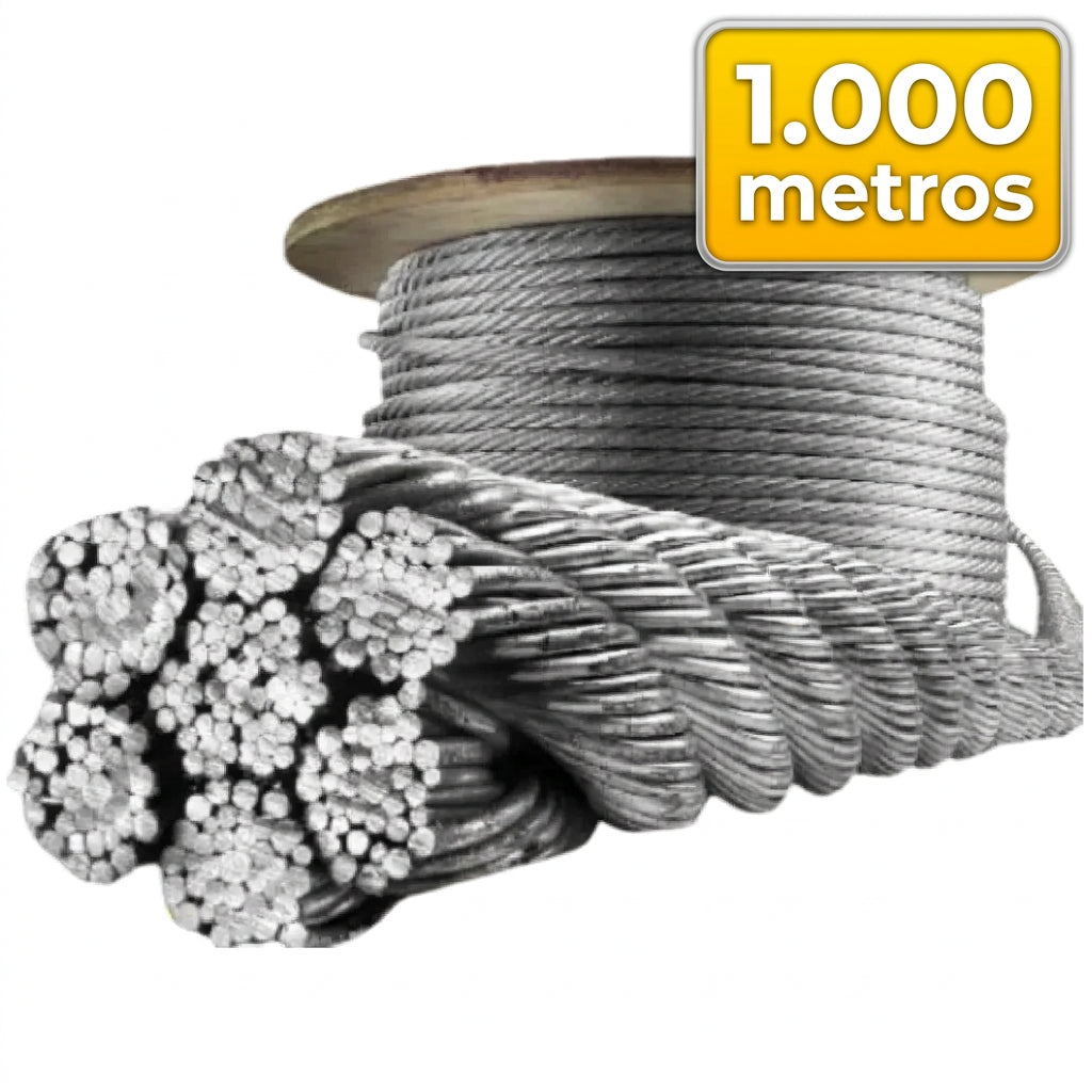 cable acero alma ACERO guaya galvanizado zinc 6x19 X 1.000 metros