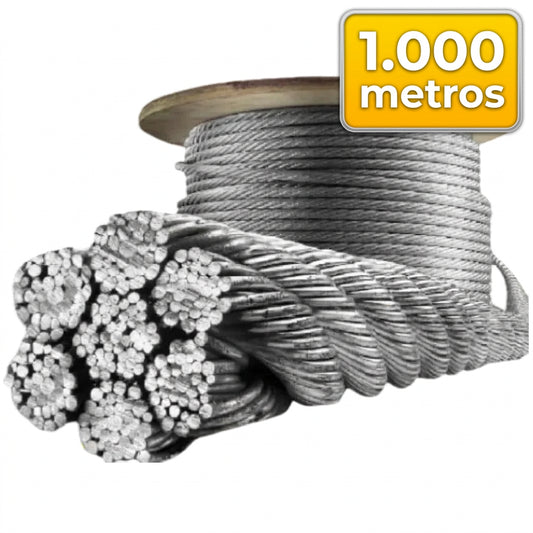 cable acero alma ACERO guaya galvanizado zinc 6x19 X 1.000 metros
