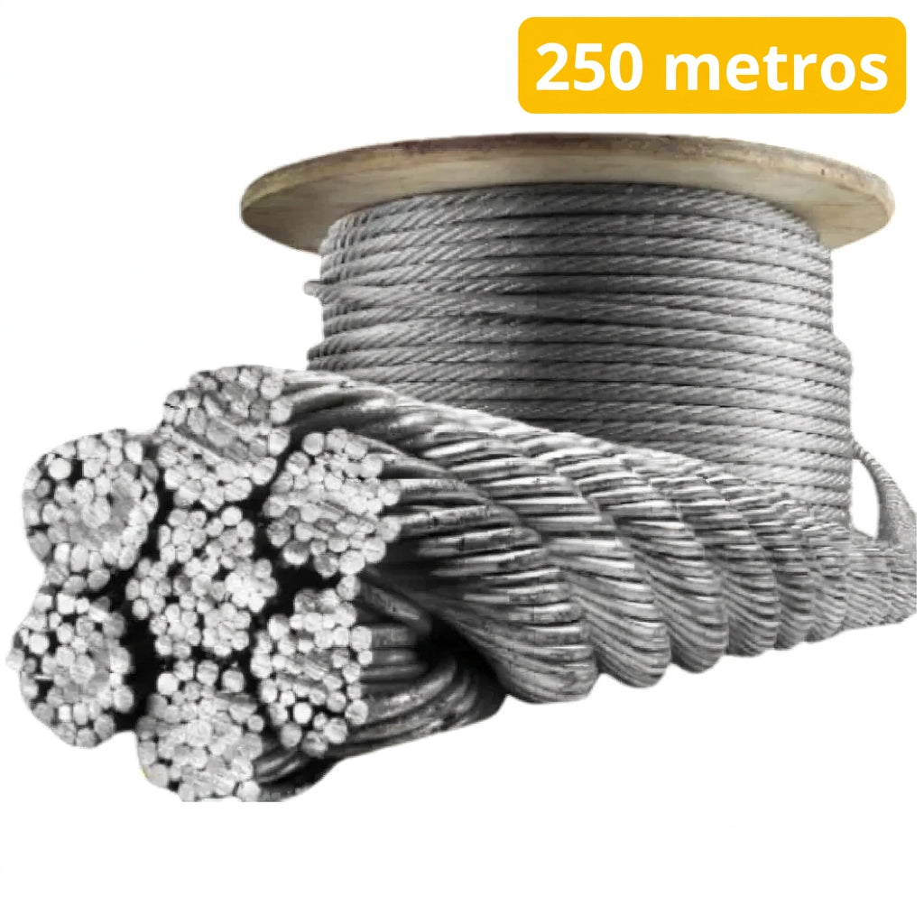 cable acero alma ACERO guaya galvanizado zinc 6x19 X 250 metros