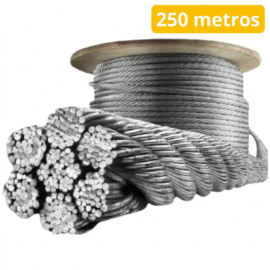 cable acero alma ACERO guaya galvanizado zinc 6x19 X 250 metros