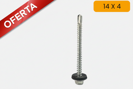 Oferta tornillo hexagonal neopreno punta broca 14 X 4" X 50 UNDS